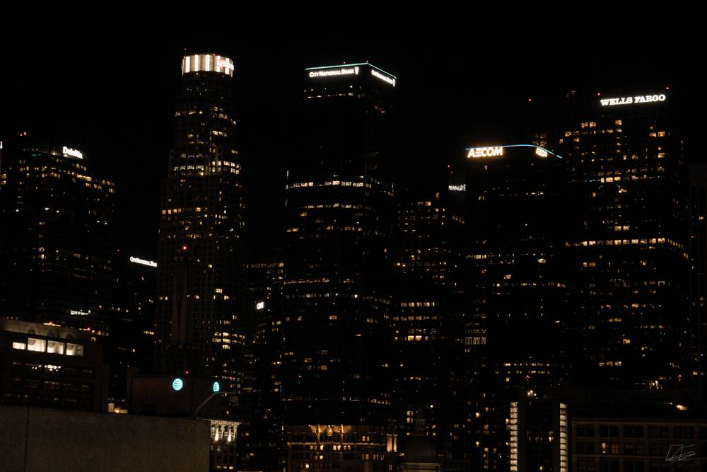 LA Night Skyline Little Tokyo